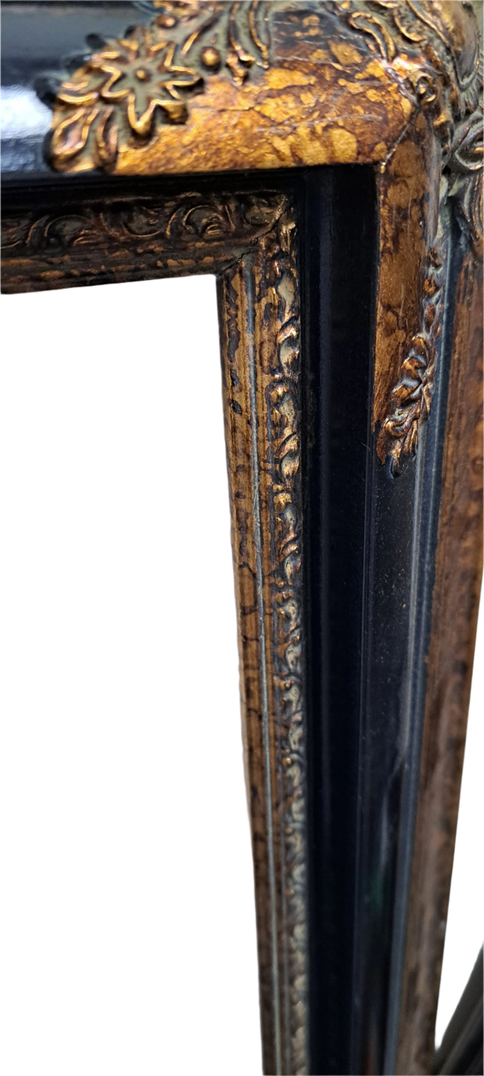 black and gold frame, ornate picture frame, imperial compo, wooden frame, 3-inch wide frame, vintage frame, classic style