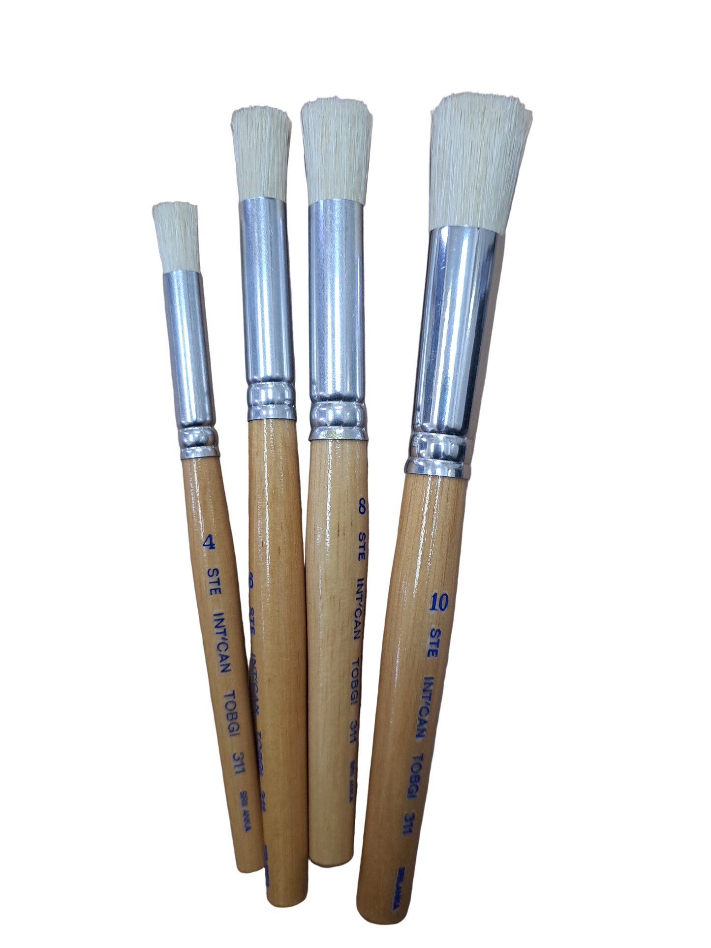 Stencil Brushes – White Bristle – Short Wooden Handle – Made in Sri Lanka