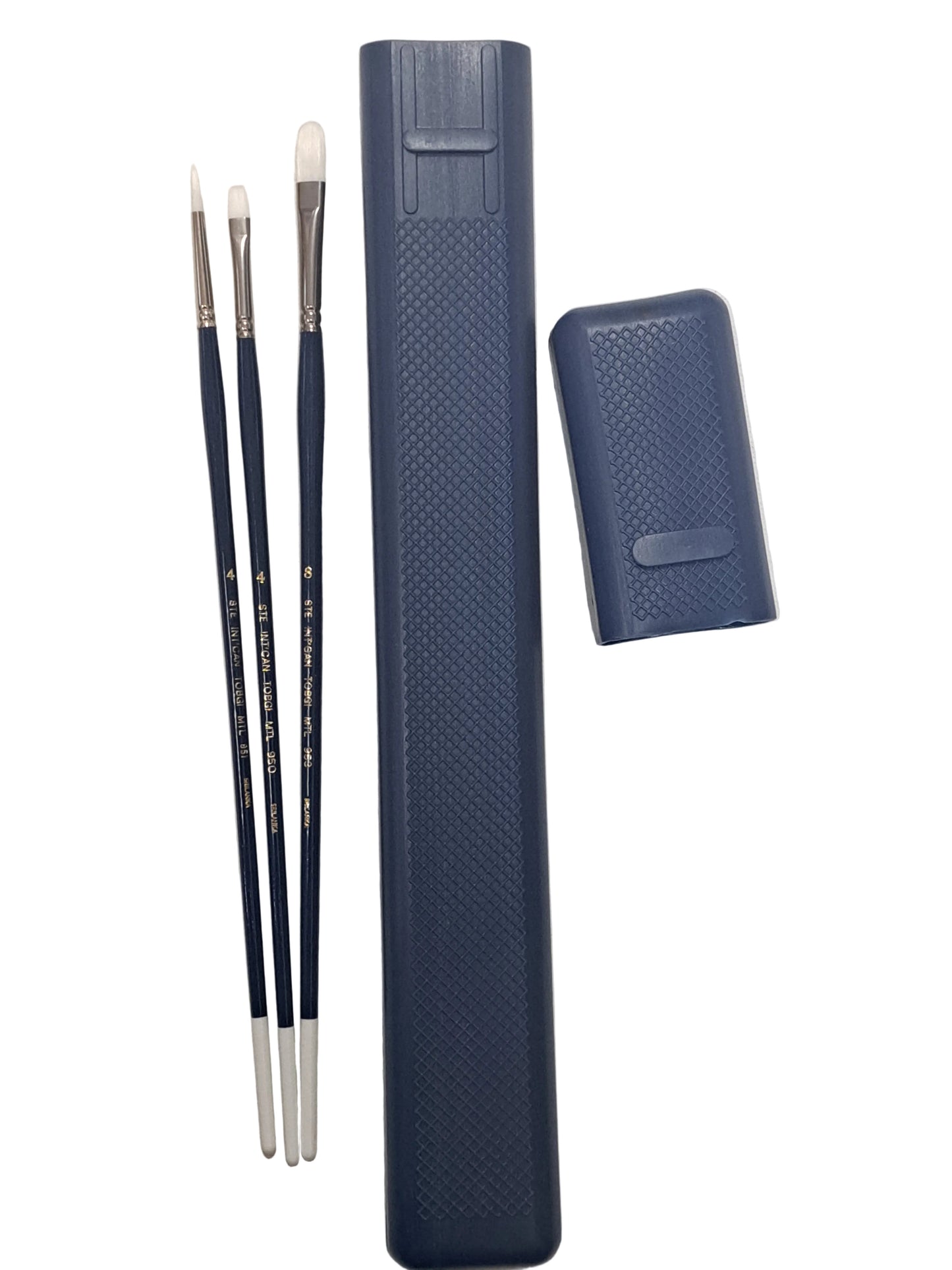 Set 3pcs Artist Brush Set Synthetic White Sable Hair Oil & Acrylic Long handle with brush case