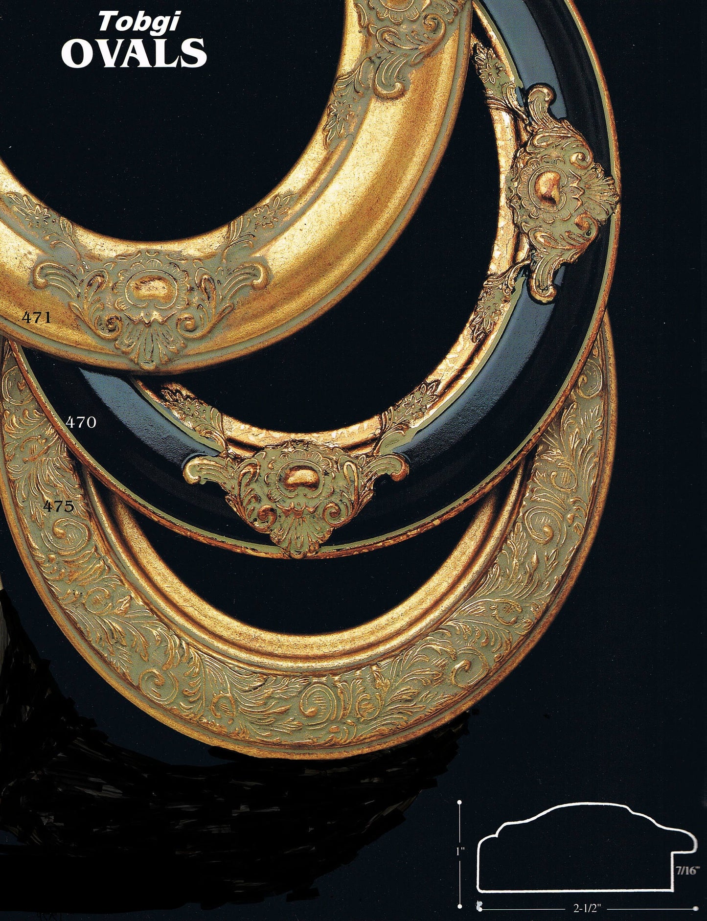 Vintage Gold & Black Hand Finish Gallery Oval Picture Frame 22x28 Moulding 2 1/2 " Wide #470