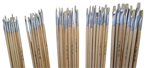 Lot de 12 pinceaux d'artiste en soies de porc pour huile et acrylique