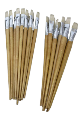 12 pinceaux d'artiste plat à poils soies de porc pour huile et acrylique, veuillez choisir votre taille