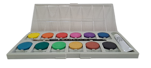 Watercolor travel Paint Set with Sable watercolor Brush size #3