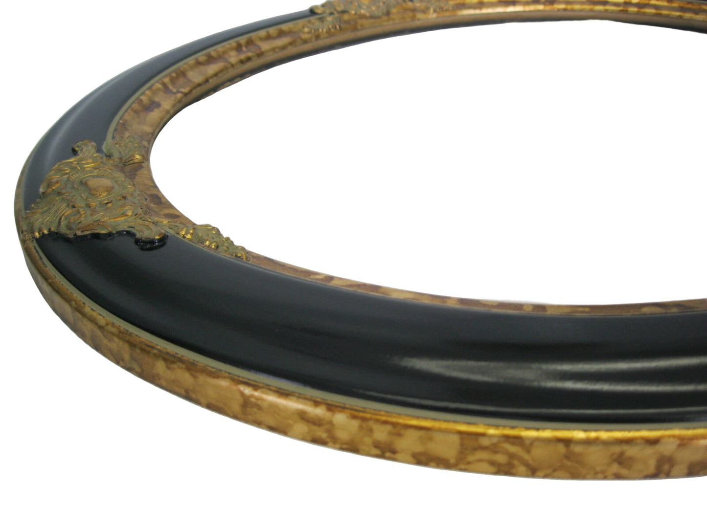 Vintage Gold & Black Hand Finish Gallery Oval Picture Frame 22x28 Moulding  2 1/2 " Wide #470
