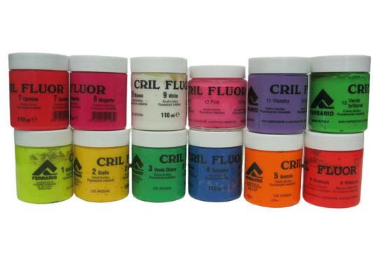 Ferrario Fluorscent Indelible Acrylic paint Cril Fluor 110ml -Made in Italy