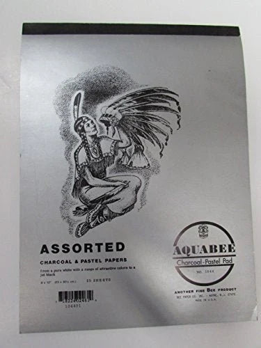 Aquabee Bee Assorted Charcoal and Pastel Paper Pad 25 assorted sheets