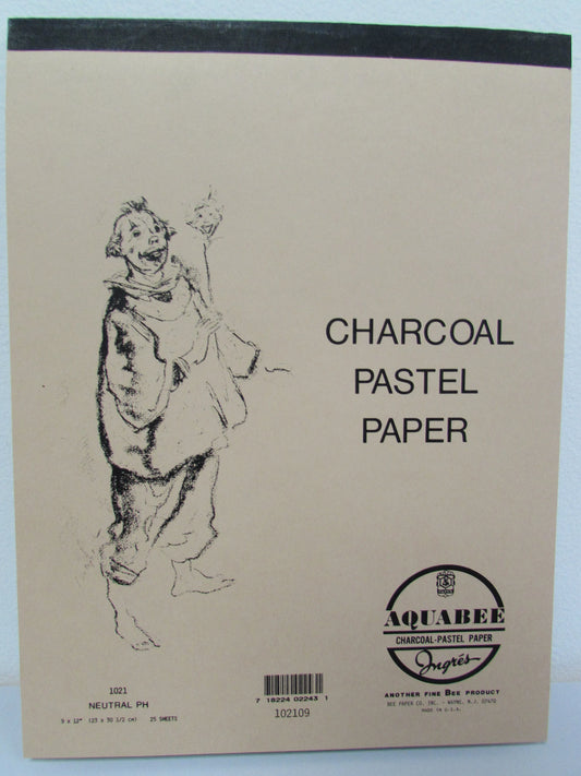 Aquabee Charcoal Pastel Paper Pad White 25 Sheets