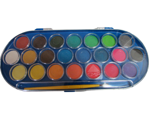 Watercolour Paint Set Plastic Box of 22 pcs  Tablets 30mm plus Brush  (Made in Italy)