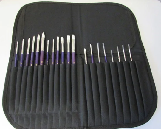 20 pcs Artist Paint Brush Set Synthetic White Sable Oil-Acrylic -Watercolor short handle with Brush Case