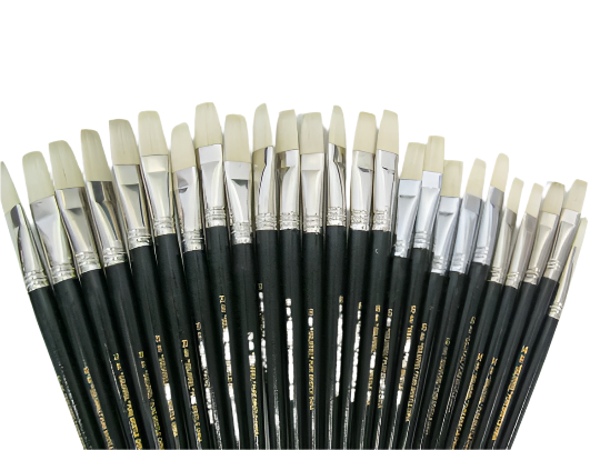 Assortment of 25 pcs Artist Brushes White Bristle for oil and acrylic 5pcs of each #14-16-18-20-22