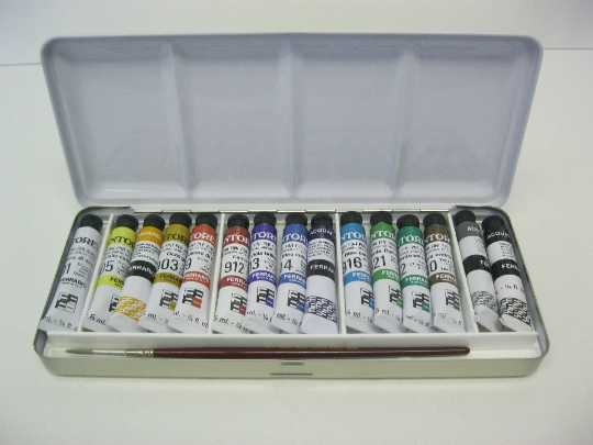 Ferrario Artist watercolour paint set TINTORETTO 15 tubes 7.5 ml + 1 brush