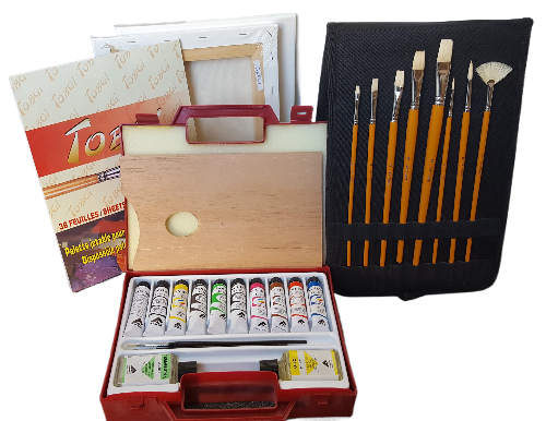 Ferrario Van Dyck Artist Oil Paint set   -brushes ,canvas ,palette