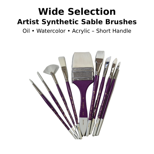 Wide selection Artist Synthetic Sable brushes  -Short Handle